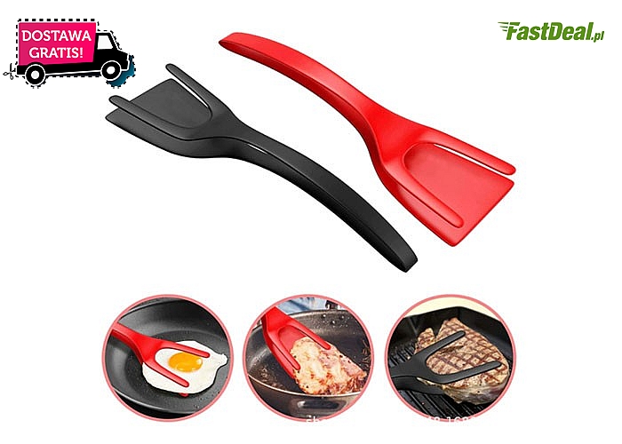 Szczypce kuchenne idealne narzędzie do przerzucania jajek sadzonych, omletów, naleśników czy delikatnej ryby