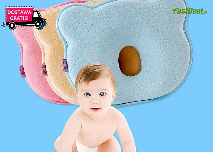 Wyprofilowana poduszka ortopedyczna dla niemowląt. Różne kolory do wyboru