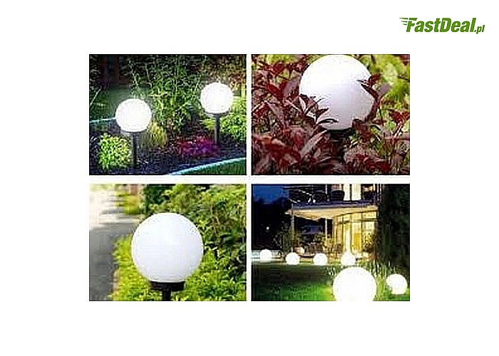 Estetyczna zewnętrzna lampa ogrodowa LED typu "kula" z czujnikiem zmierzchu