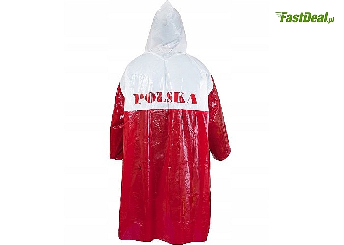 Peleryna kibica- przeciwdeszczowy płaszcz w barwach narodowych.
