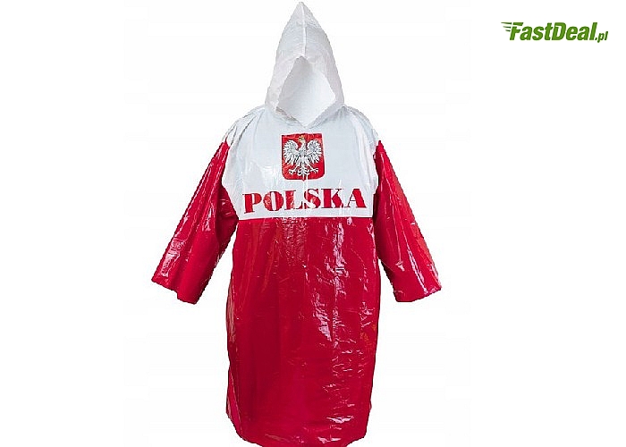 Peleryna kibica- przeciwdeszczowy płaszcz w barwach narodowych.