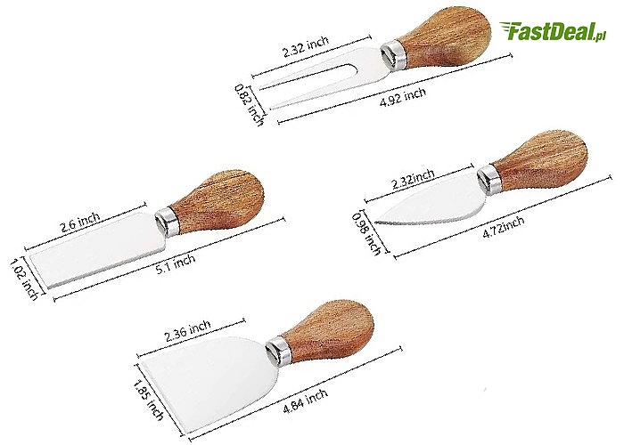 Zestaw eleganckich noży do sera. Połączenie drewna i stali nierdzewnej do każdej kuchni!
