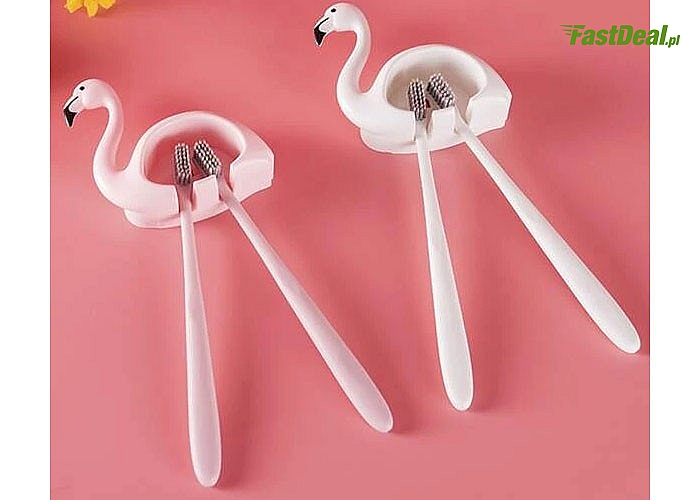 Uchwyt na szczoteczki do zębów w kształcie flaminga, uroczy i praktyczny