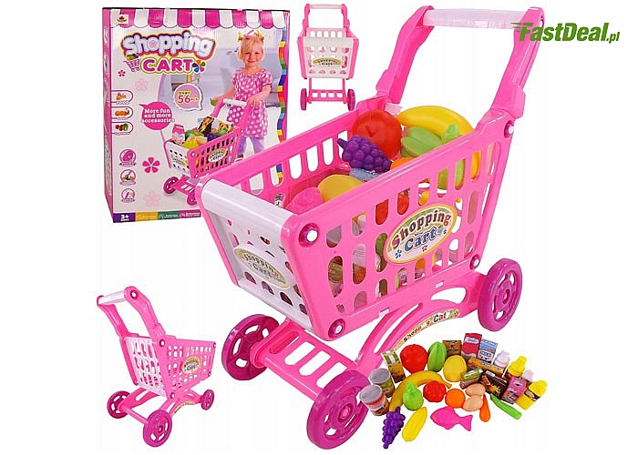 Duży wózek na zakupy! Świetna zabawka dla dziecka! 56 akcesoriów w zestawie!