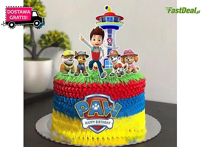 Topper na tort z bohaterami Psiego Patrolu sprawi wiele radość małemu jubilatowi
