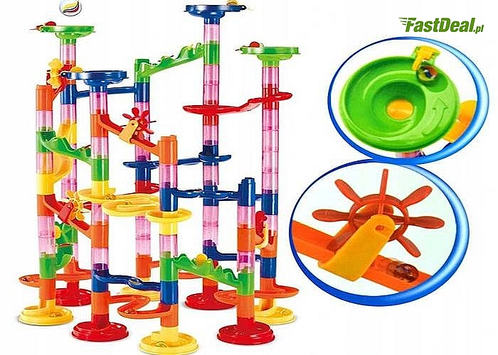 Tor kulkowy, kulodrom zestaw 219 el kulki 60 sztuk wielogodzinna zabawa dla dzieci i dorosłych