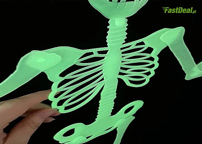 Fluorescencyjny szkielet to dekoracja której nie może zabraknąć na Twoim przyjęciu Halloween.