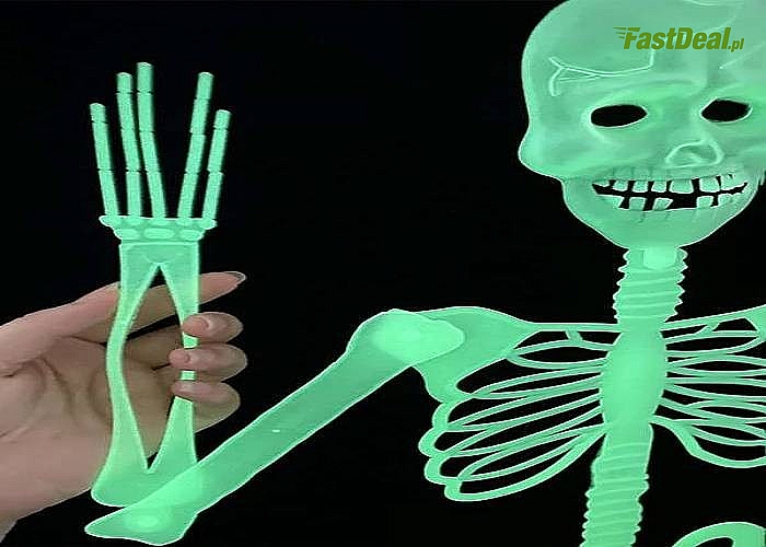 Fluorescencyjny szkielet to dekoracja której nie może zabraknąć na Twoim przyjęciu Halloween.