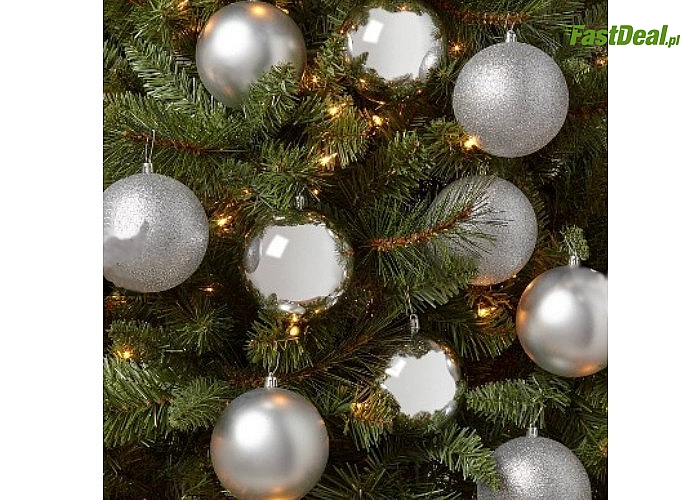Niezbędne do dekoracji choinek, kompozycji świątecznych i stroików. Komplet srebrnych bombek.