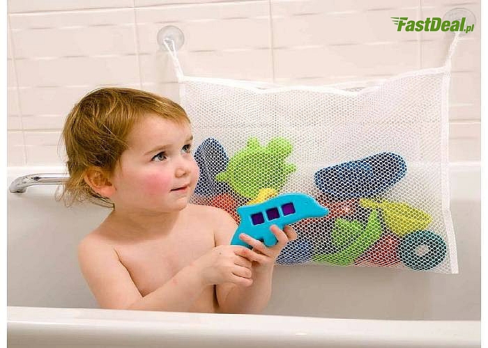Praktyczna siatka z przyssawkami idealna na zabawki z kąpieli