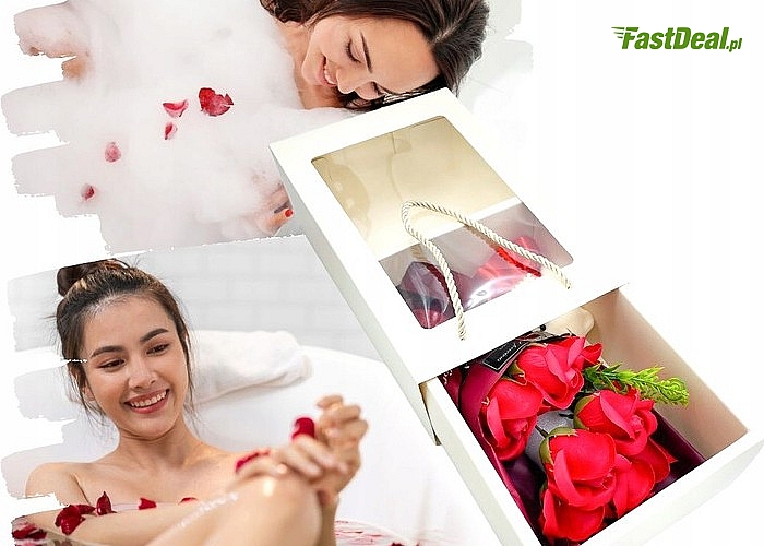Wprowadź romantyczny nastrój do łazienki! Płatki mydlane w prezentowym pudełku.